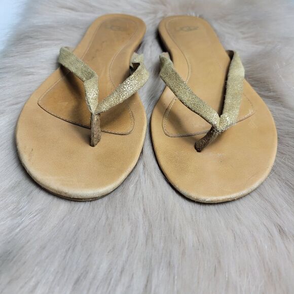 Ugg Women Allaria Ii Metallic Braid Flip Flops Size 8 - Picture 2 of 9